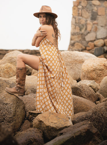 Vestido Largo Fizza Block print